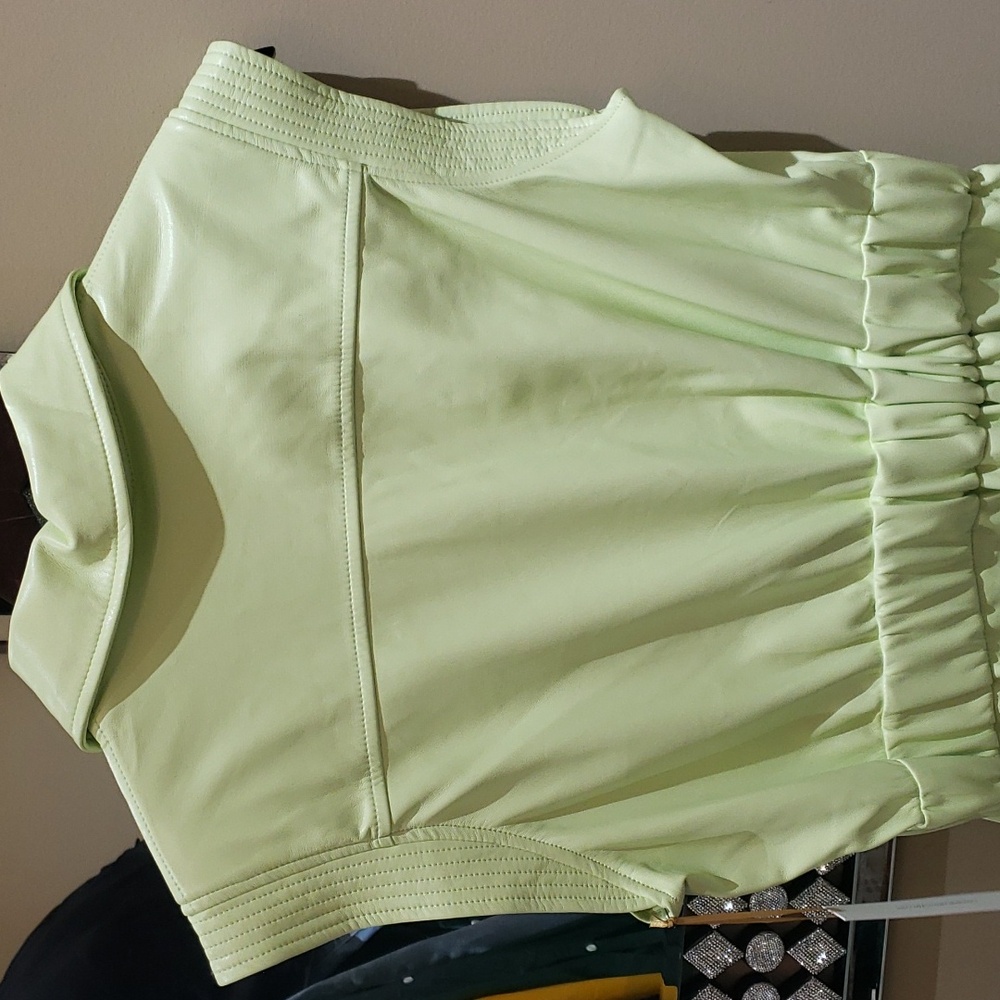 Nwt House of Harlow Lime green faux leather dress medium &small - Picture 10 of 13